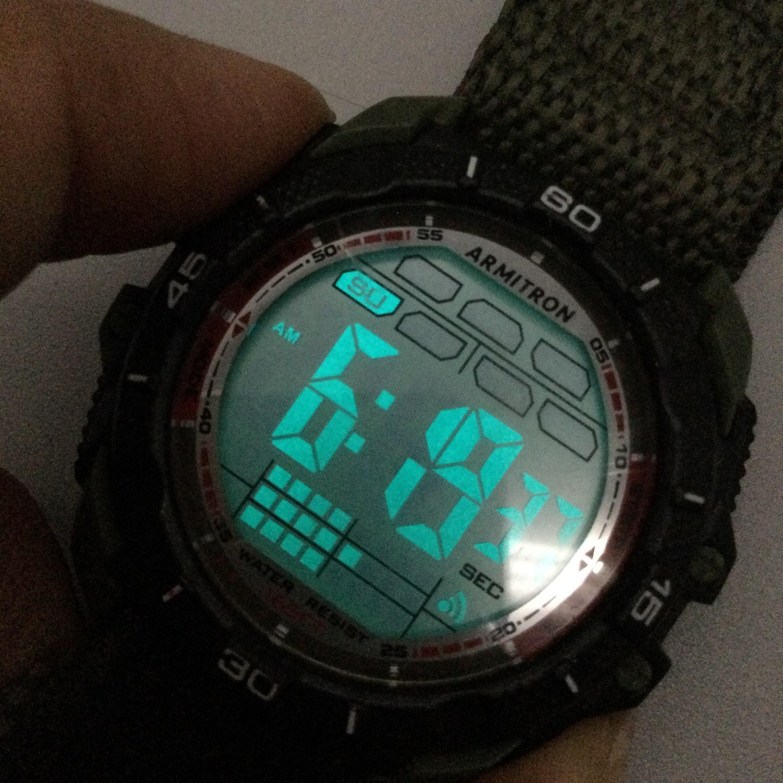Armitron Pro Sport Mens Watch 44mm Digital Green Nylon Backlight 50m WR Alarm