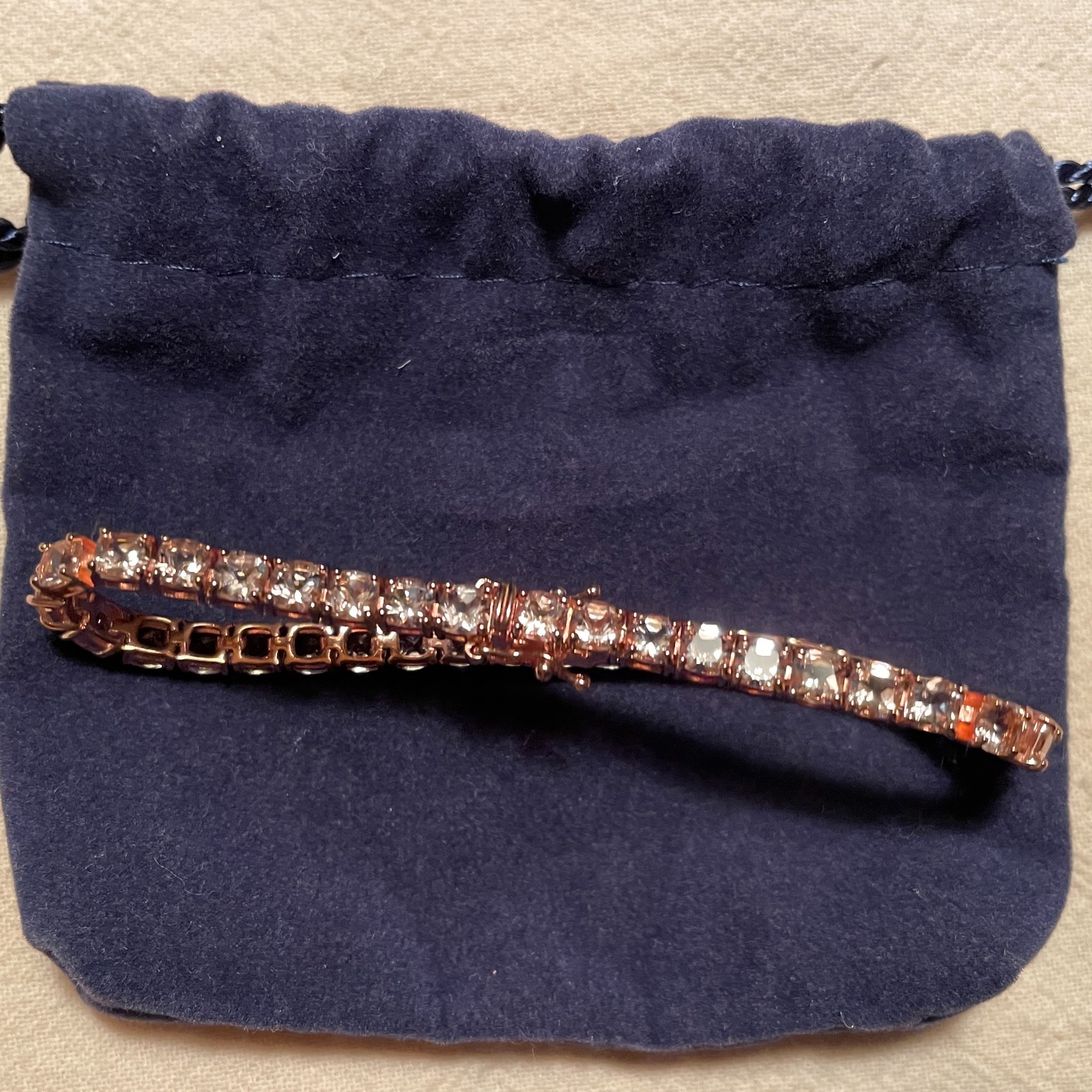 Affinity 11.5 CTW Morganite Tennis Bracelet Rose Sterling Silver Size Small, NWT