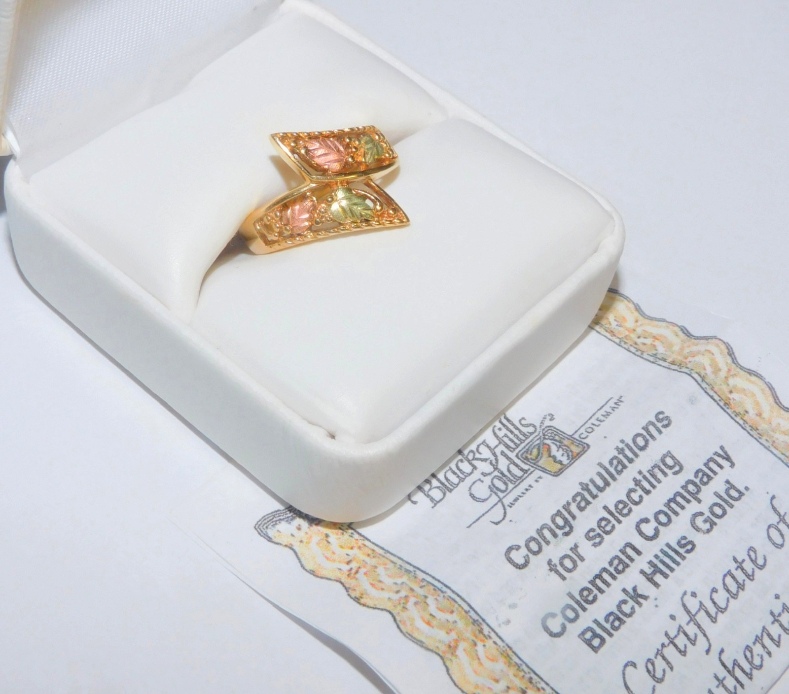 Black Hills Gold 10k Coleman Bypass Leaves Ring Size 6 1/4