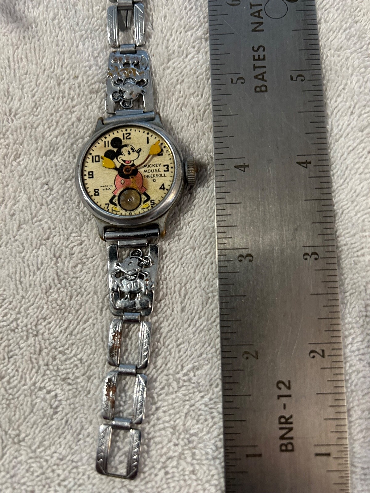 Vintage 1934 Ingersoll Mickey Mouse Wrist Watch Works