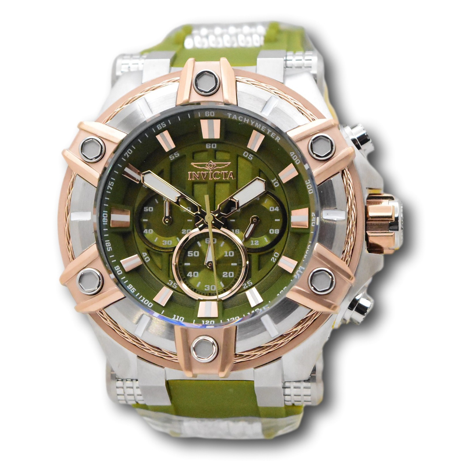 Invicta Bolt Surge Men’s 52mm Green & Rose Gold Chronograph Watch 49809