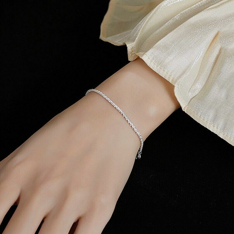 EPIC VAULT-Elegant 925 Sterling Silver Women’s Flash Braided Chain Bracelet