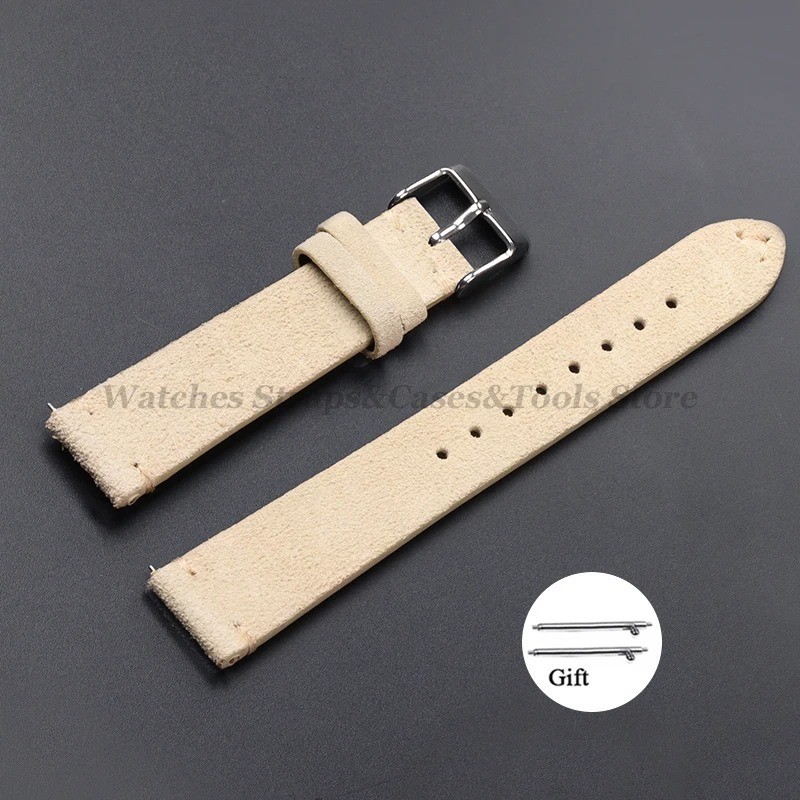18 19 20 21 22 MM Soft Suede Leather Vintage Strap Watch Band Quick Release