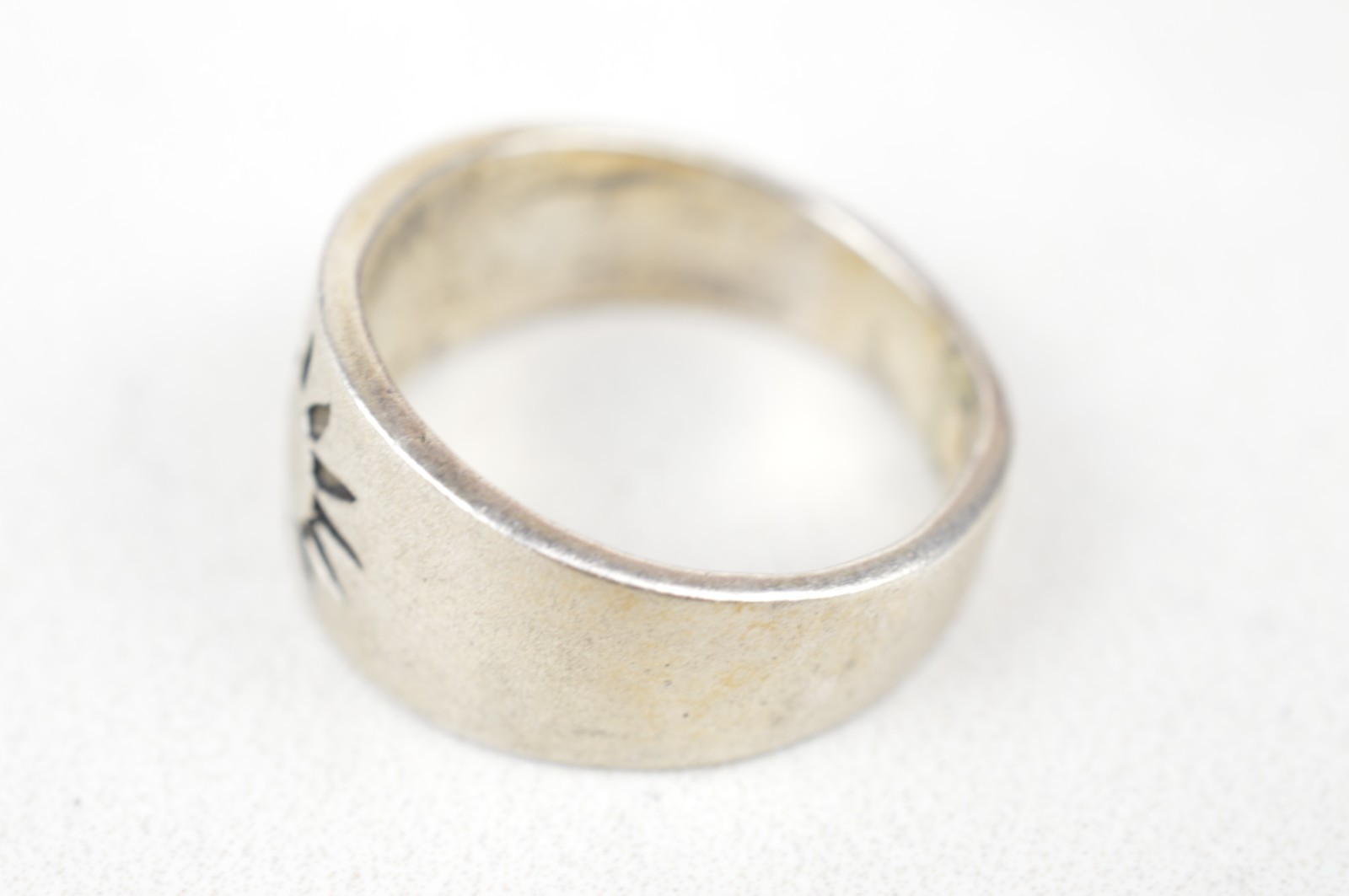 925 Sterling Silver Sunburst Wide Band Ring Size 7 Heavy 6.5g Boho Cigar Style
