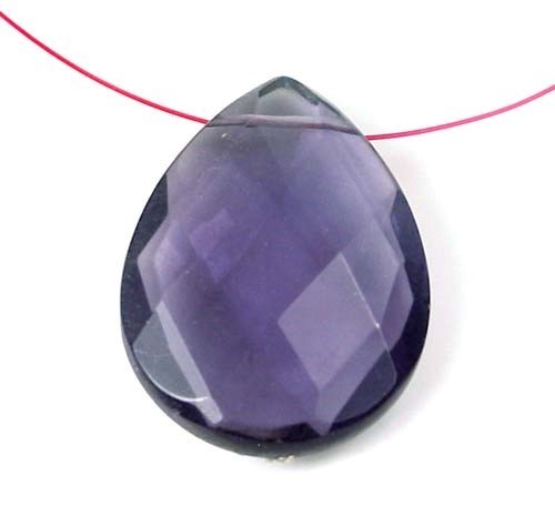 40x30mm Amethyst glass Faceted Teardrop Pendant