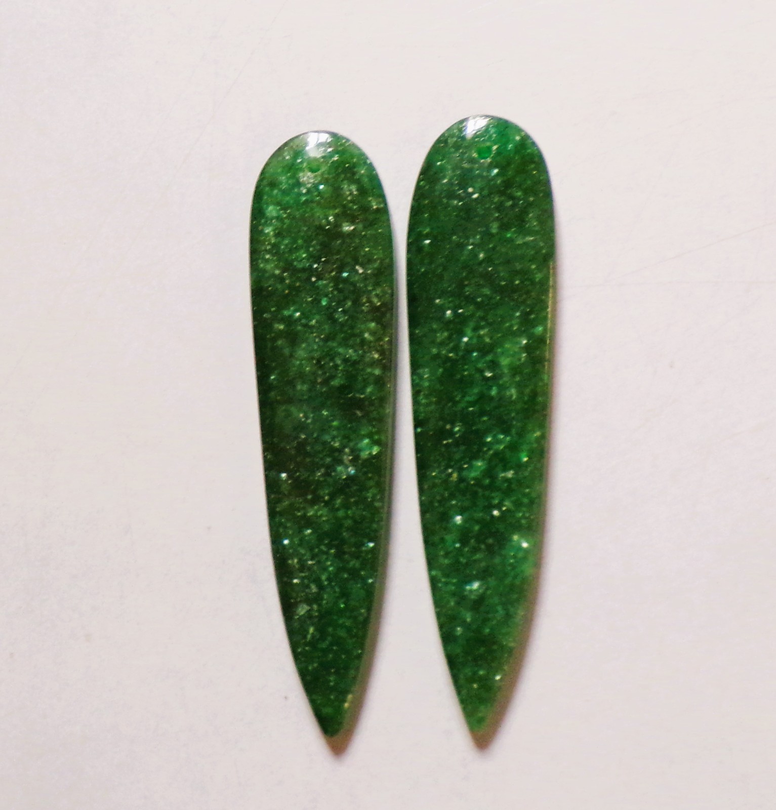 48.30 Cts Natural Green Aventurine Drilled Cabochon Match Pair 53X13MM 44