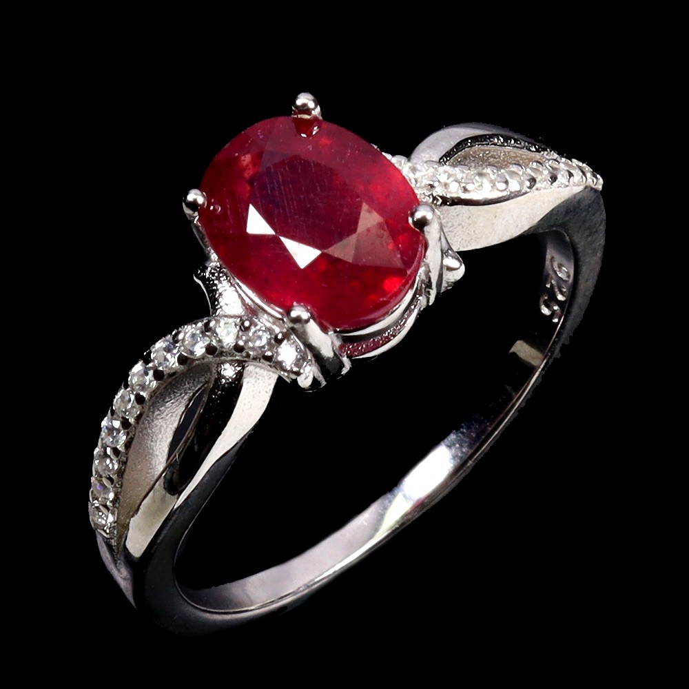 925 Sterling Silver Ring Oval Ruby 8x6mm Natural Gemstone Jewelry Size 8
