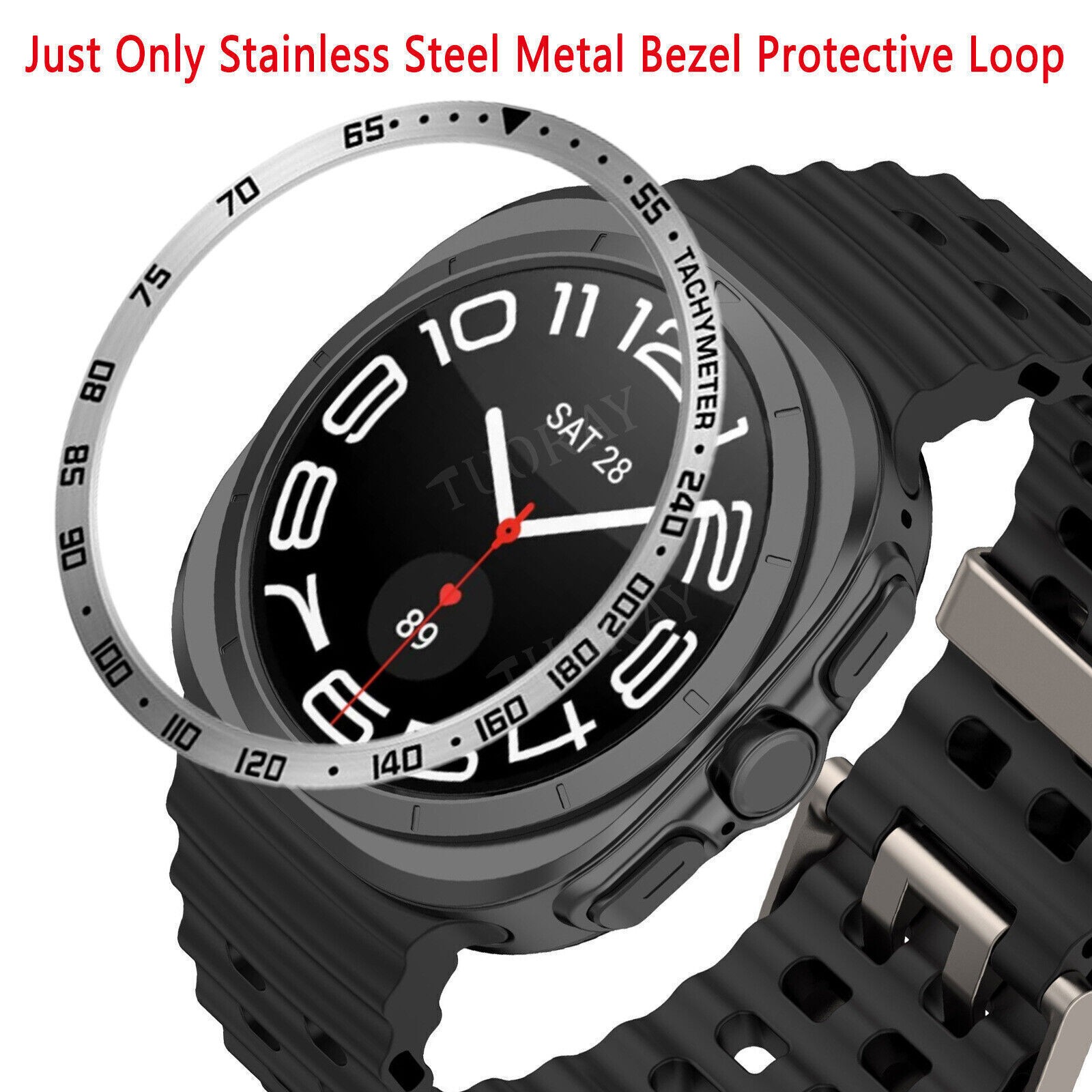 For Samsung Galaxy Watch Ultra 47mm Metal Cover Bezel Ring Frame Protector Case
