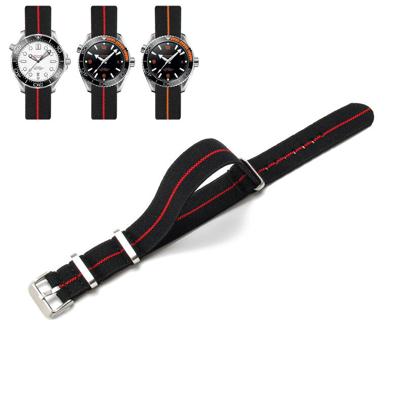 High Quality Nylon Elastic One-piece Watch Band Straps Mens 18 20 22mm Universal