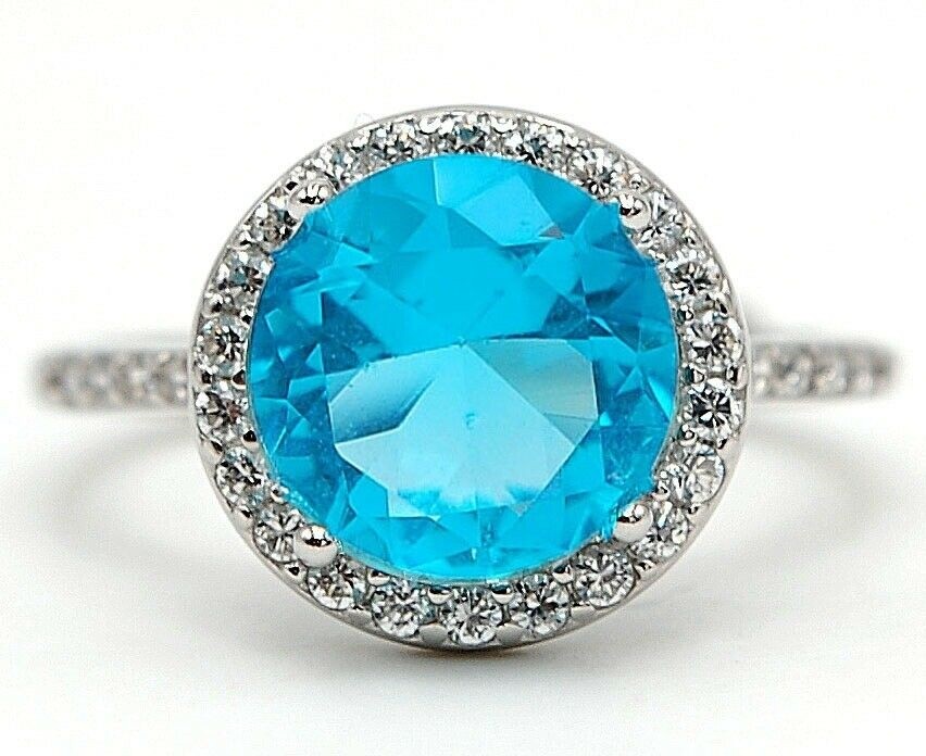 Heat Treated 3CT Blue Topaz 925 Solid Sterling Silver Ring Sz 7 UB3-9