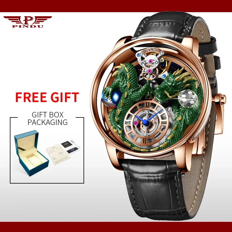 PINDU Celestial Body Series Artisanat Three Dimensional Dragon Men Watch