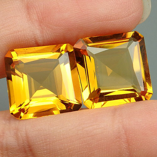 26.75Ct. Charming Pair!!! Golden Orange Citrine Emerald