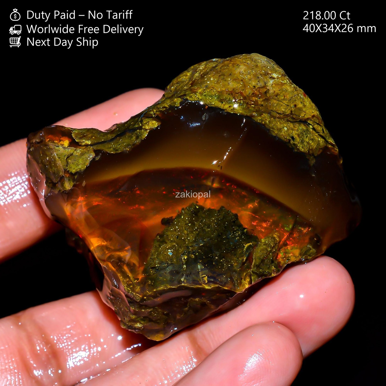 218.00 Cts Natural Ethiopian Multi Fire Oil Opal Meditation Rough 40X34X26 mm