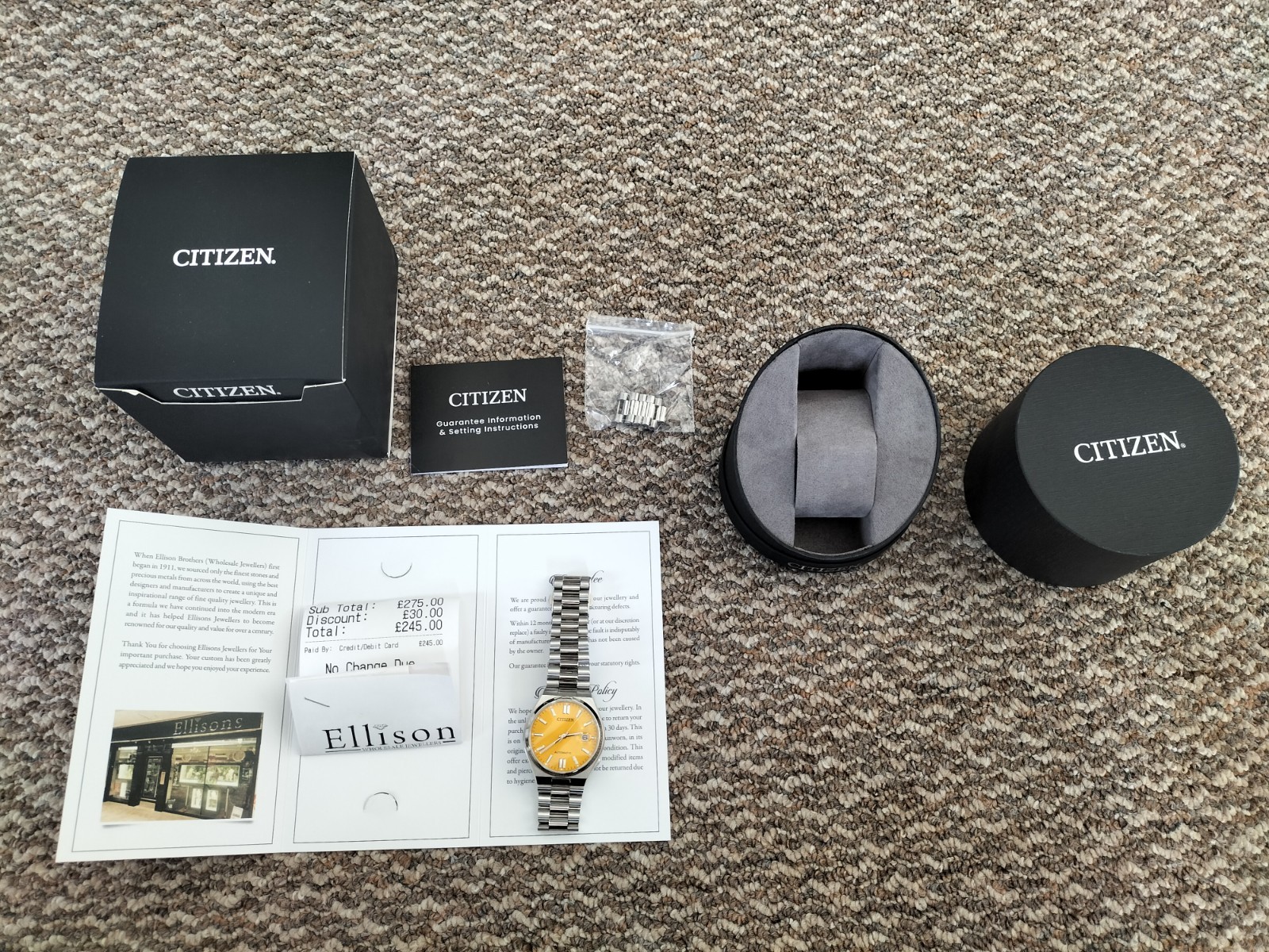 The Citizen Tsuyosa Automatic Yellow Dial Worn twice With Receipt basically NEW