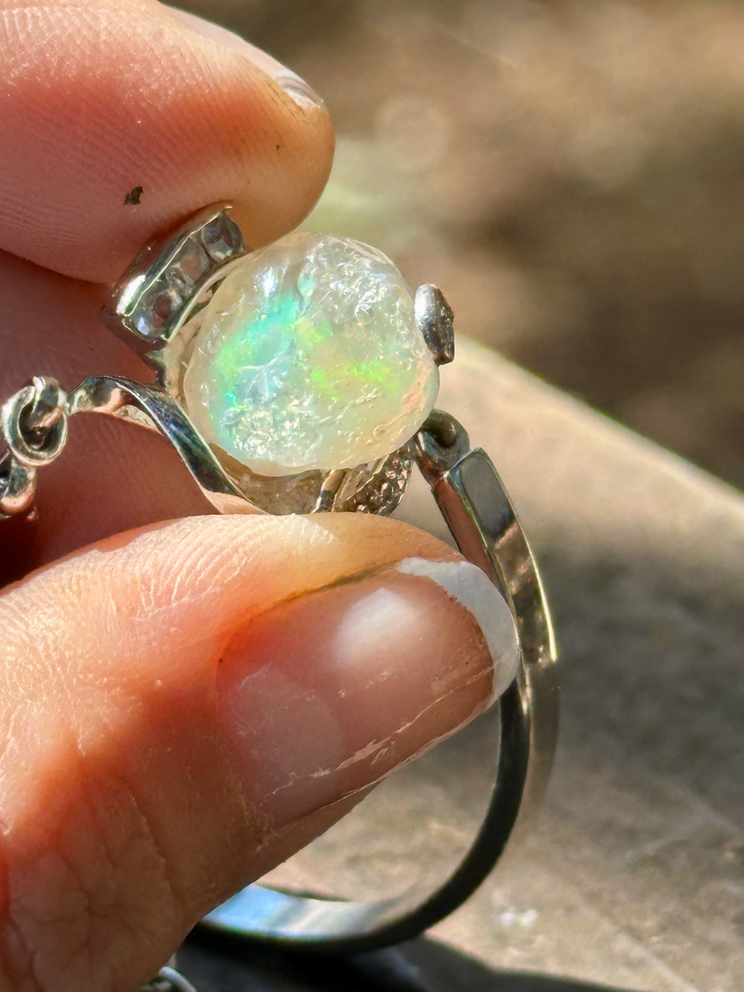 Vintage HUGE Seven Carat Opal Cuff Bracelet