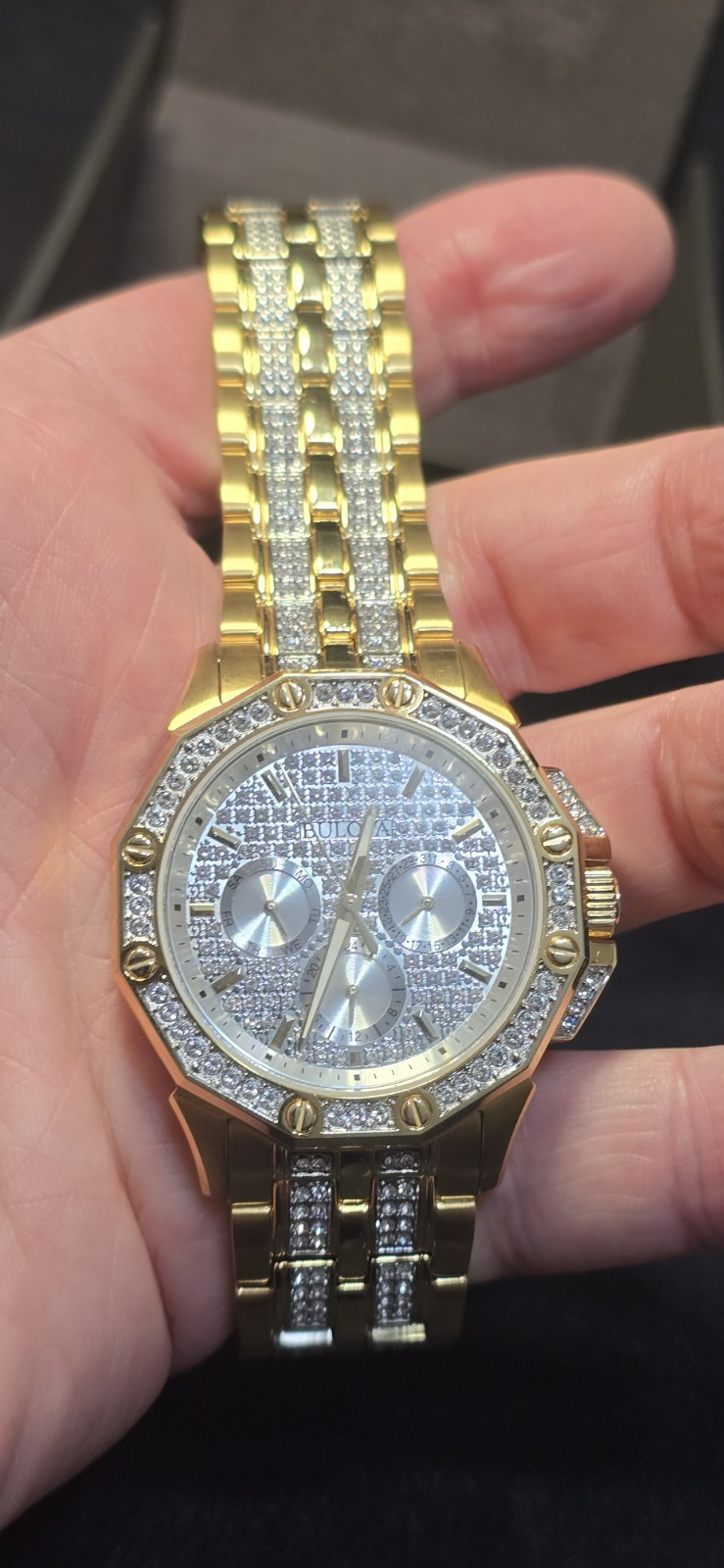 Bulova Octava Crystal 98C126 Gold Tone Men’s Quartz Watch 41.5 mm