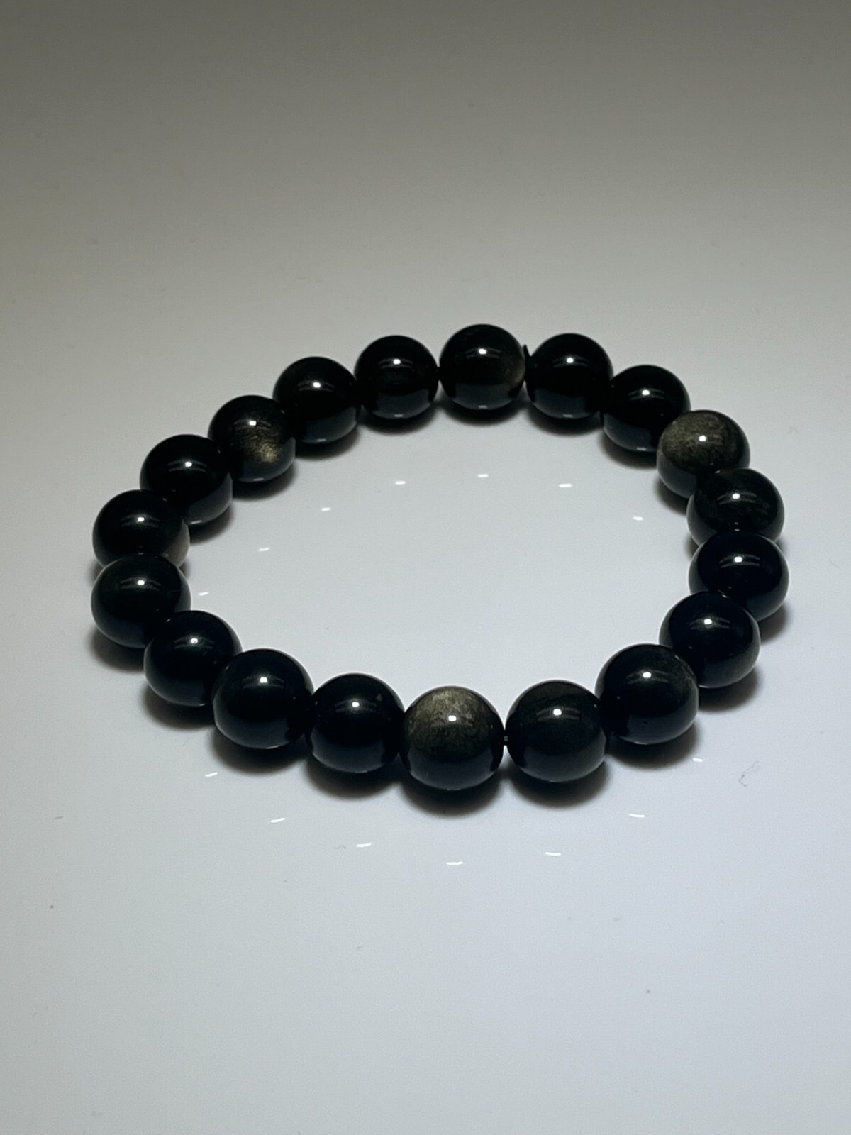 Obsidian Gold Bracelet 6-14mm Gemstone Healing Stone Natural Stone Esoteric Chakra