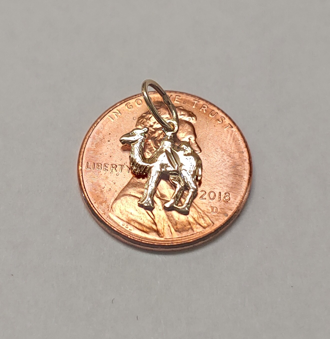 New 14k Yellow Gold Camel Charm Pendant