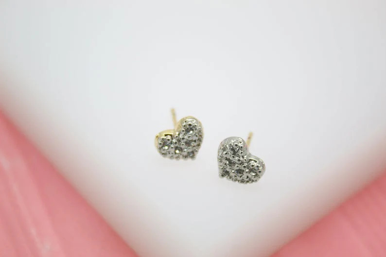 18K Gold Filled Heart Stud Earrings (L121)