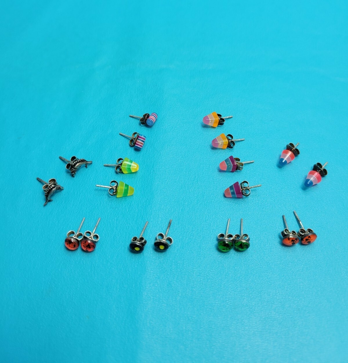 Darling Vintage 90’s Sterling Silver Multi Color Earrings Cone Barrel Choose NOS
