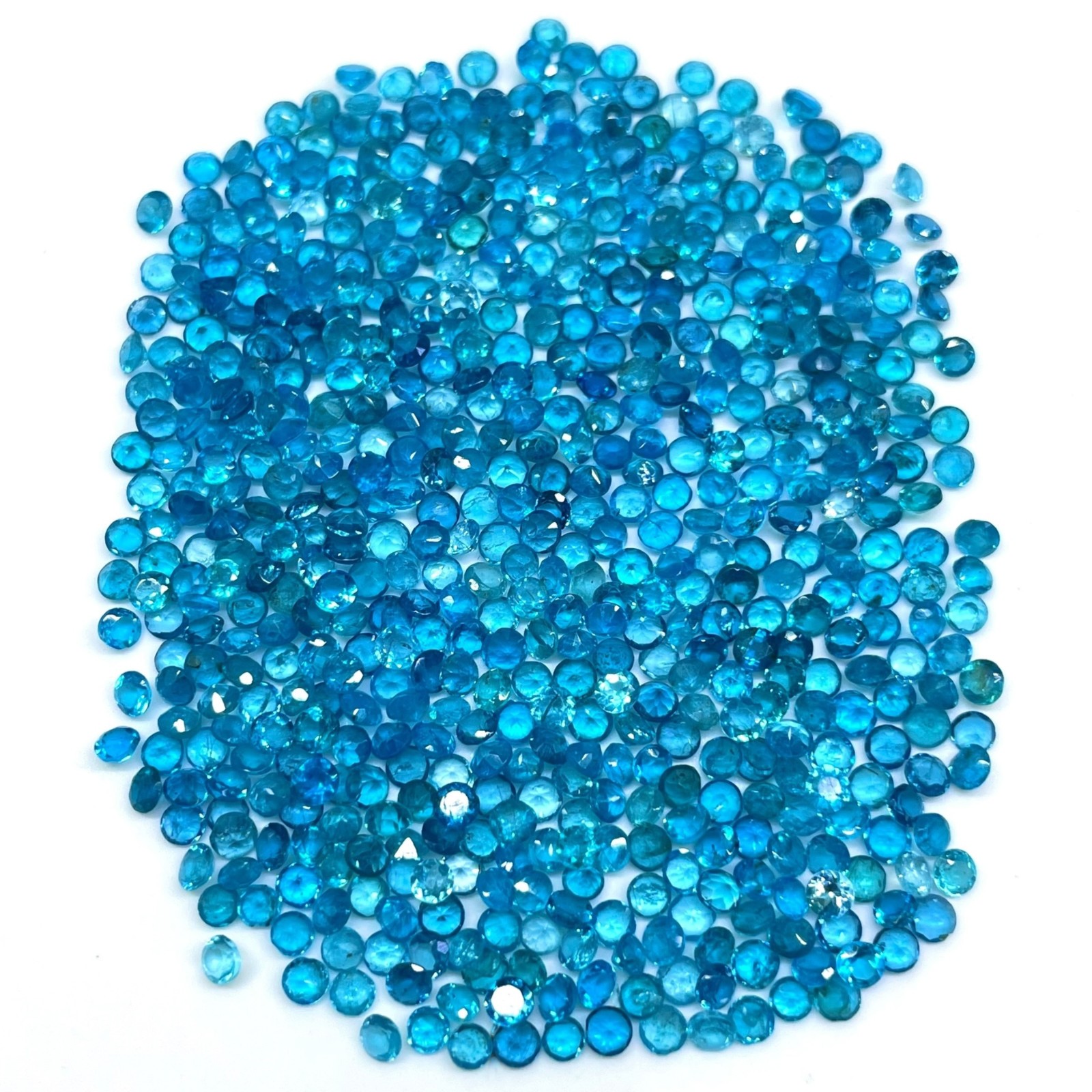 100 Pcs Natural Neon Apatite 2.5mm Round Cut Loose Untreated Gemstones Lot