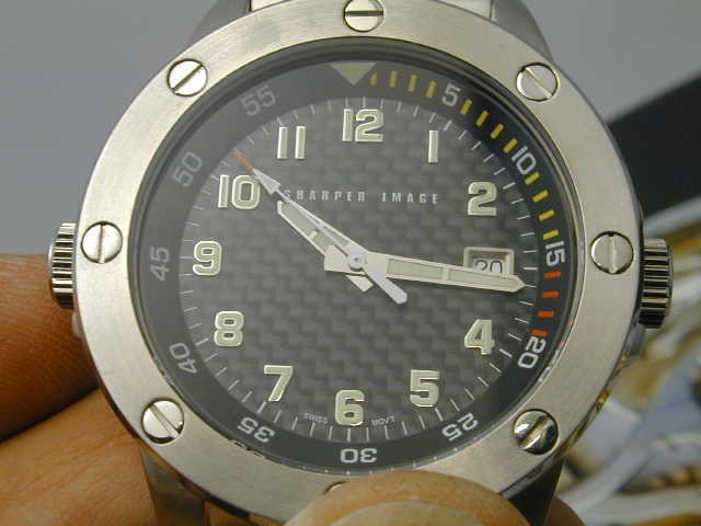 SHARPER IMAGE SCUBA STEEL MANS WRIST WATCH BRAND NEW IN BOX WITH PAPERS