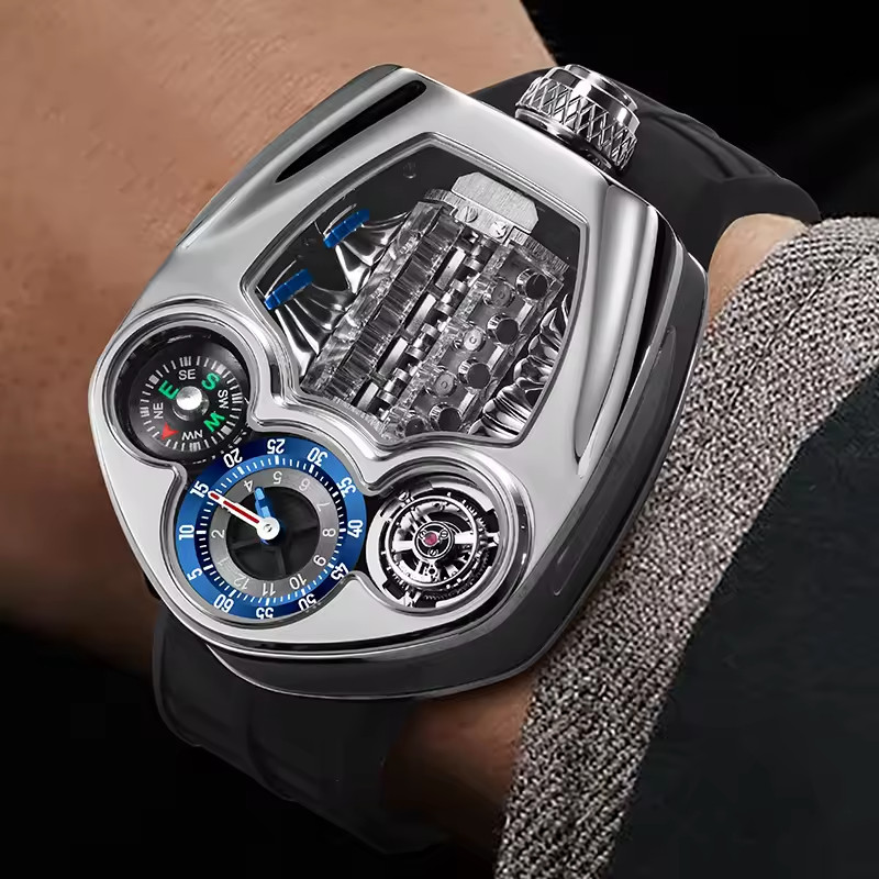 🔥USA🔥PINDU Engine Series Personality Leisure Barrel Hollow Men’s P6658 Watch