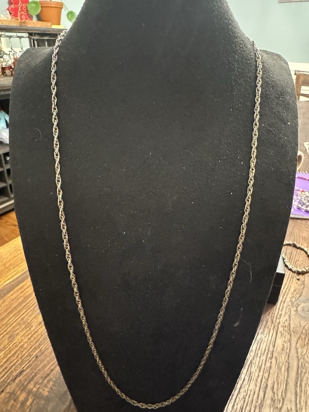 Vintage Silver Tone Double Rope Chain Necklace Long Twisted Chain Minimalist
