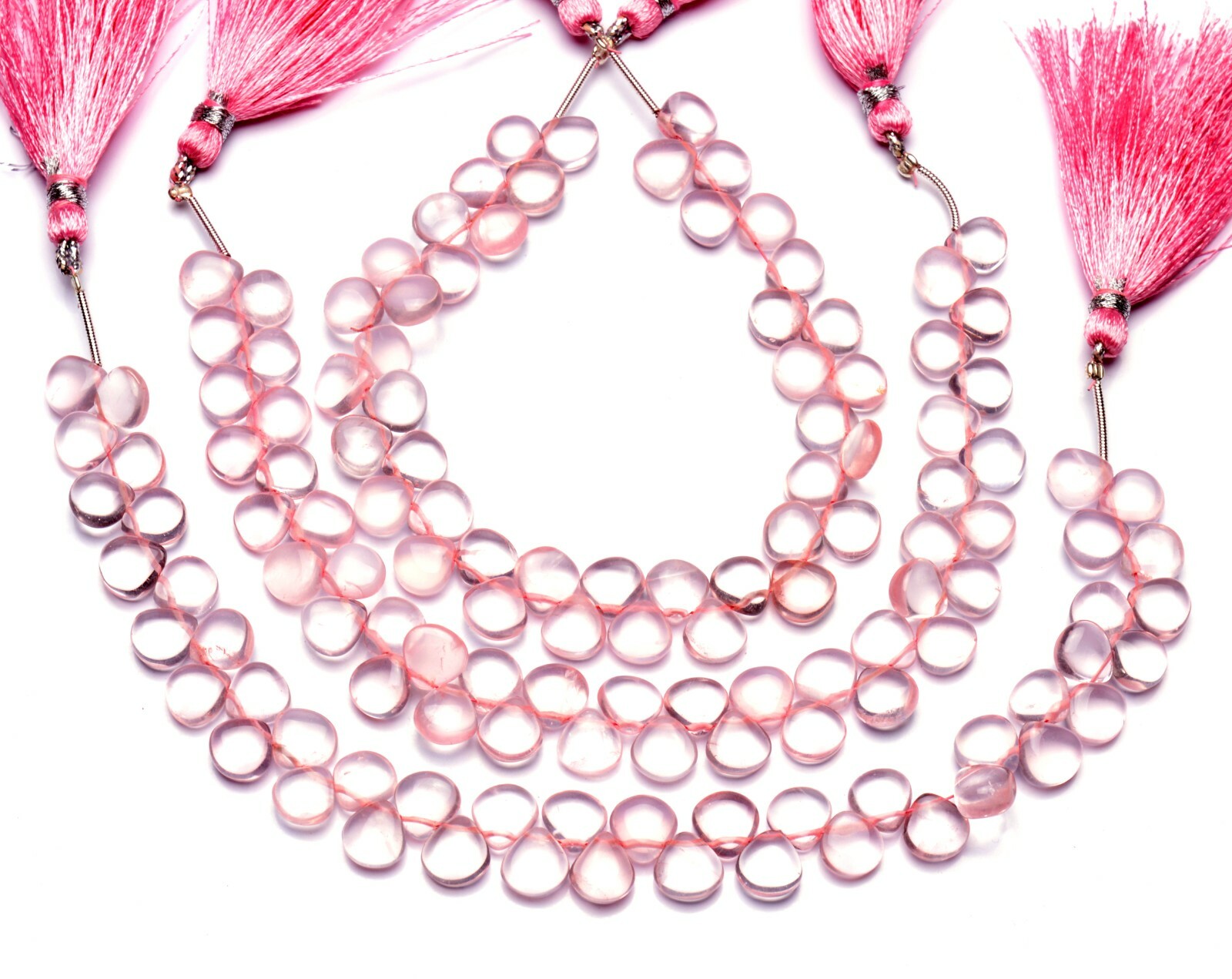 Natural Gem Rose Quartz 8mm Approx. Size Smooth Heart Shape Beads 9″ Strand