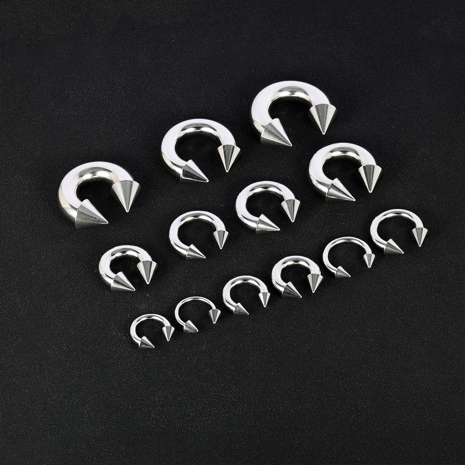 2Pcs Stainless Steel Spike Circular Barbells Large Septum Ring Ear Gauge Earring