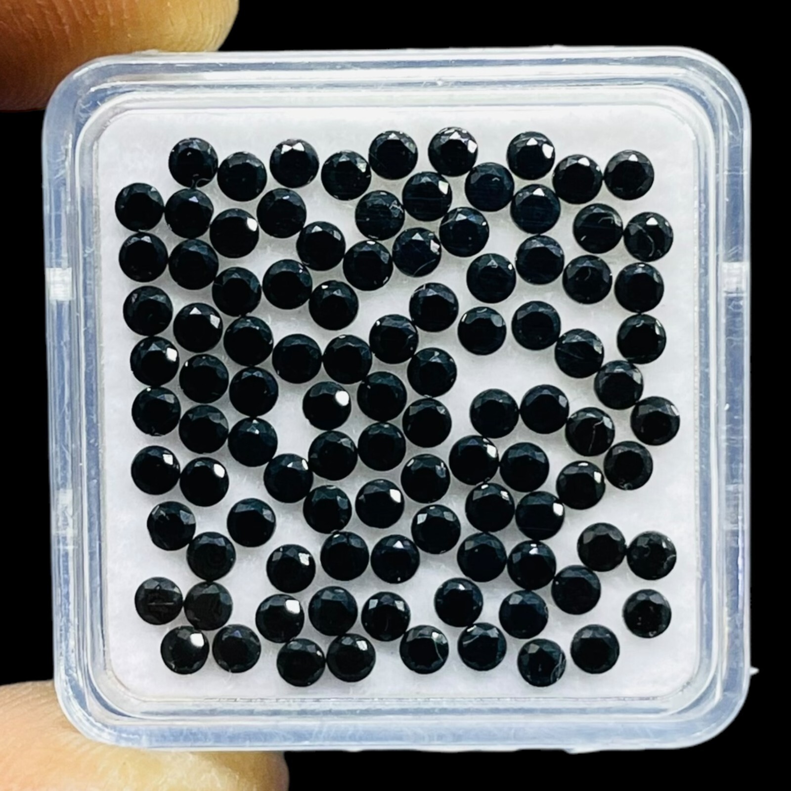 100 Pcs Natural Black Spinel 2mm Round Diamond Cut Calibrated Loose Gemstones