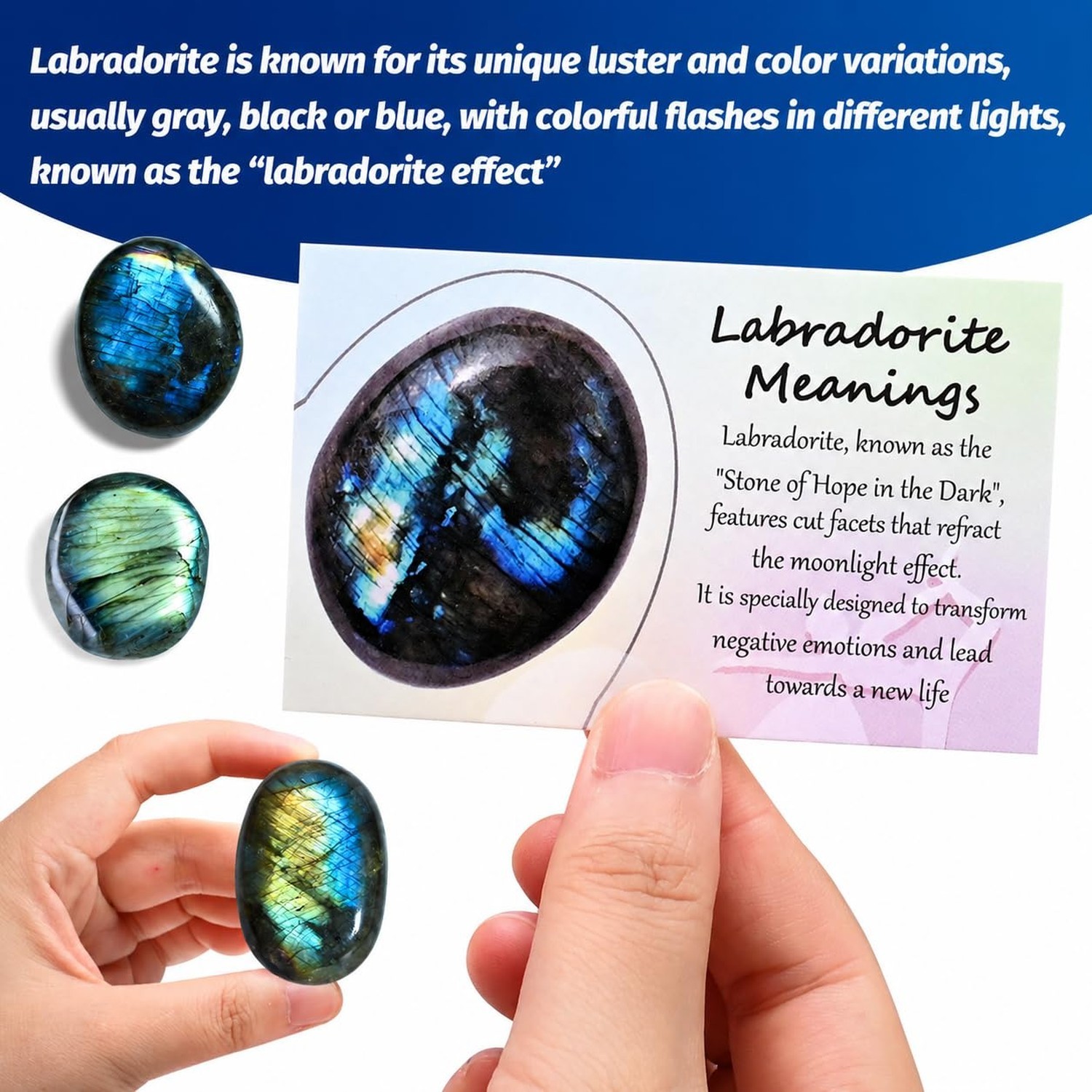 2PCS Labradorite Crystals, Irregular Shaped Gemstone Labradorite Worry Stones…