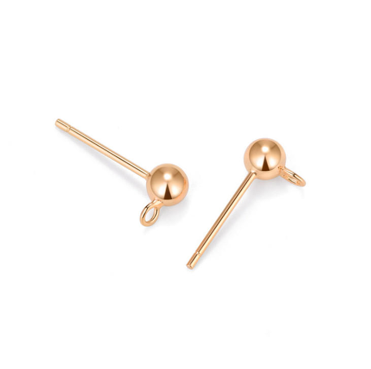 925 Sterling Silver Earring Post Pin Ball Open Ring Ear Stud DIY Finding Jewelry