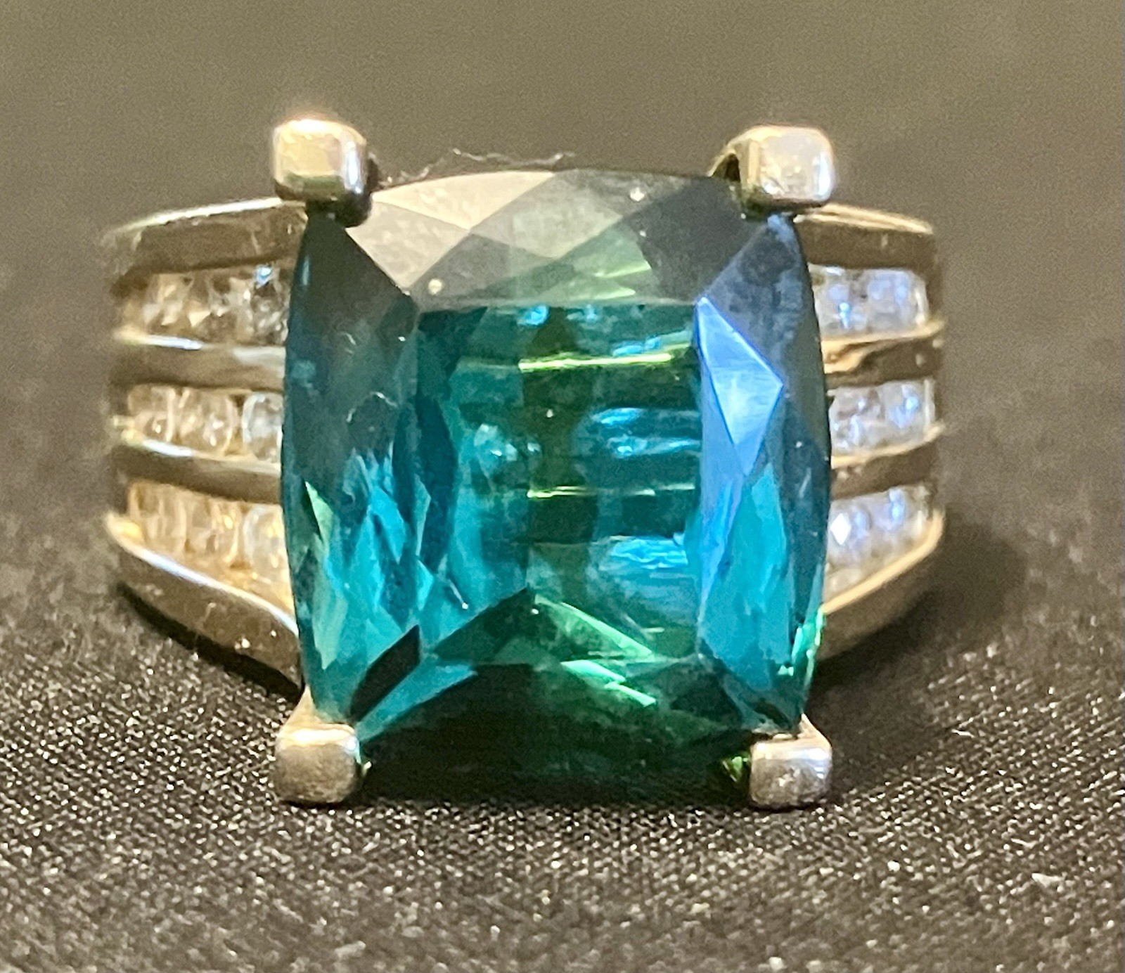 FRANK LAU CUSTOM 14k GOLD 7.74 CT INDICOLITE TOURMALINE DIAMOND RING 6.5 11,600