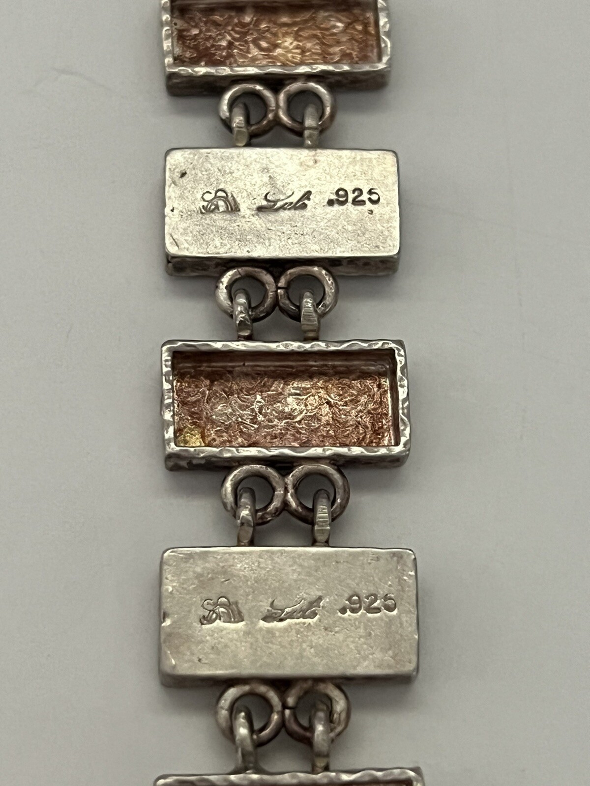 Roman Period Glass Fragments 200 B.C Set in 925 Silver Bracelet Vintage 2001