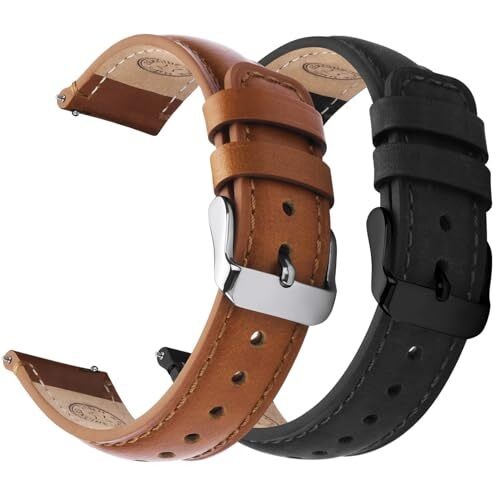 2 Pieces Watch Belt Leather 22mm Leather Strap Replacement Wristwatch Belt For S