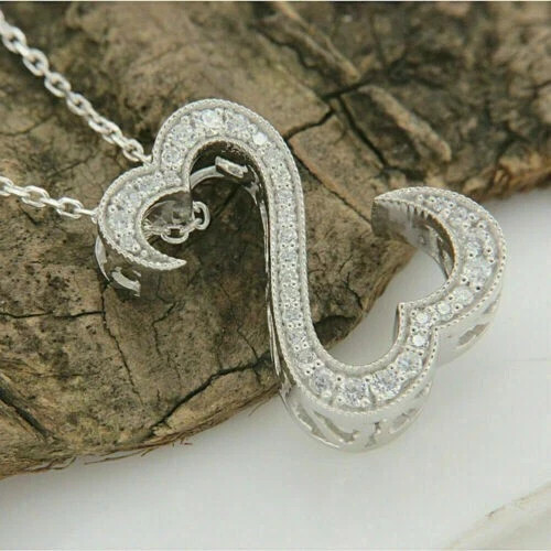 1.50 CT Round Cut Lab Created Diamond Open Heart Pendant 14k White Gold Plated