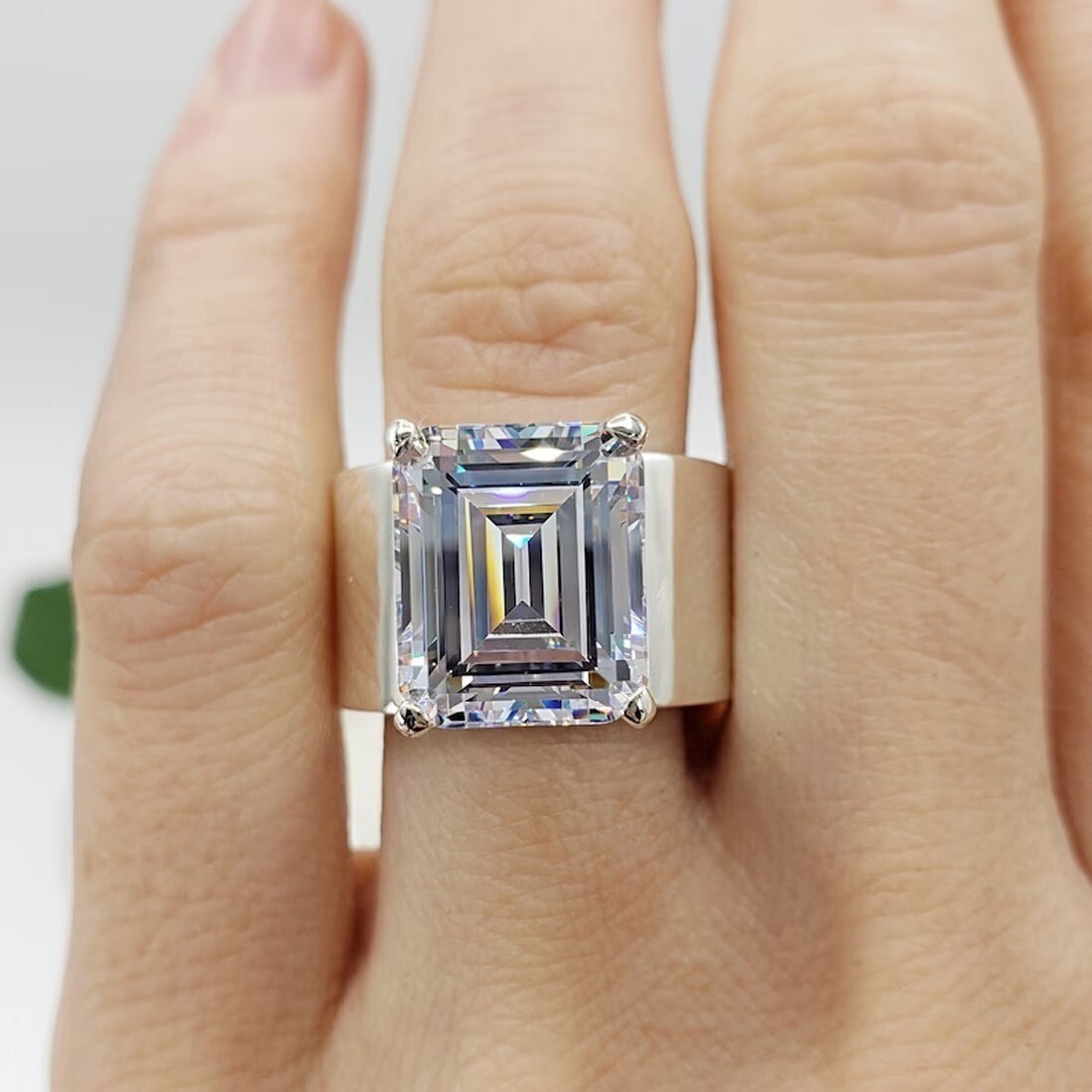 12.00 Ct Certified Emerald Treated White Diamond Solitaire Ring In 925 Silver
