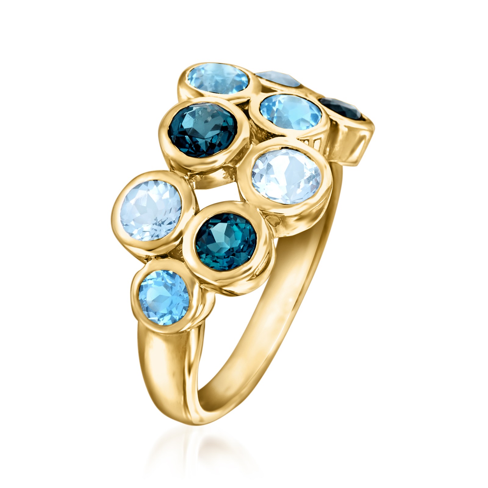 2.60 ct. t.w. Tonal Blue Topaz Bubble Ring in 18kt Gold Over Sterling
