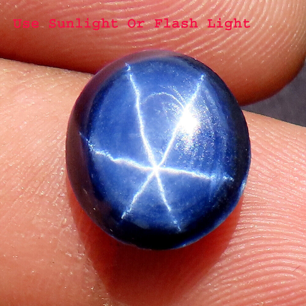 8.95Cts Natural 6 Rays Blue Star Sapphire Oval Cabochon 10x14x5mm Loose Gemstone