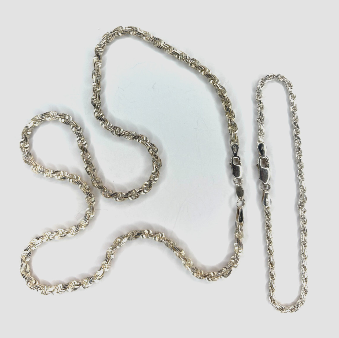 18″ 925 Silver Necklace 3 mm wide and 7″ Bracelet 2 mm wide – Made in Italy