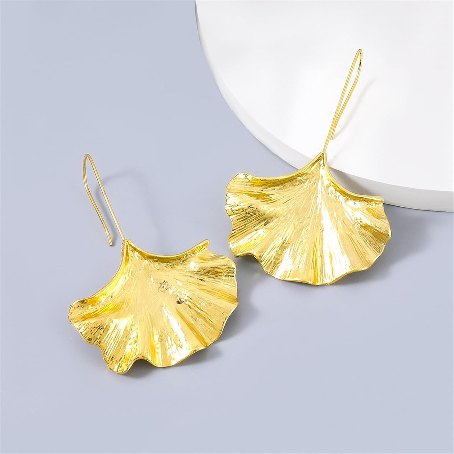 Ginkgo Leaf Earrings Silver Plated Boho Vintage Leaves Flower Plant Gold