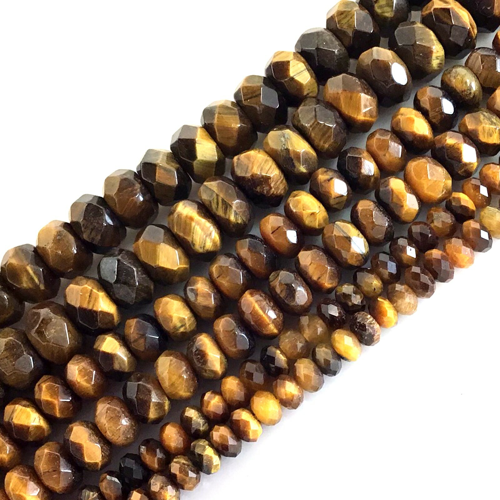 High Quality Yellow Tiger eye Faceted Rondelle Beads 15″ strand 4mm 6mm 8mm 10mm