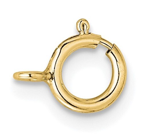 Italian Solid 9K Yellow Gold 6.0mm Spring Ring w/ Open Ring Clasp