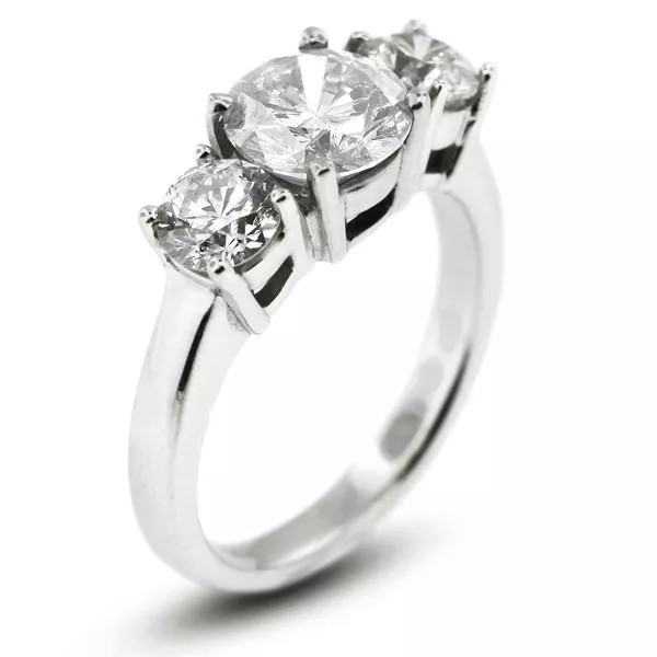 3-Stone Engagement Ring 14K Gold Classic 1.31 CT Round Lab-Grown Diamond D VS1
