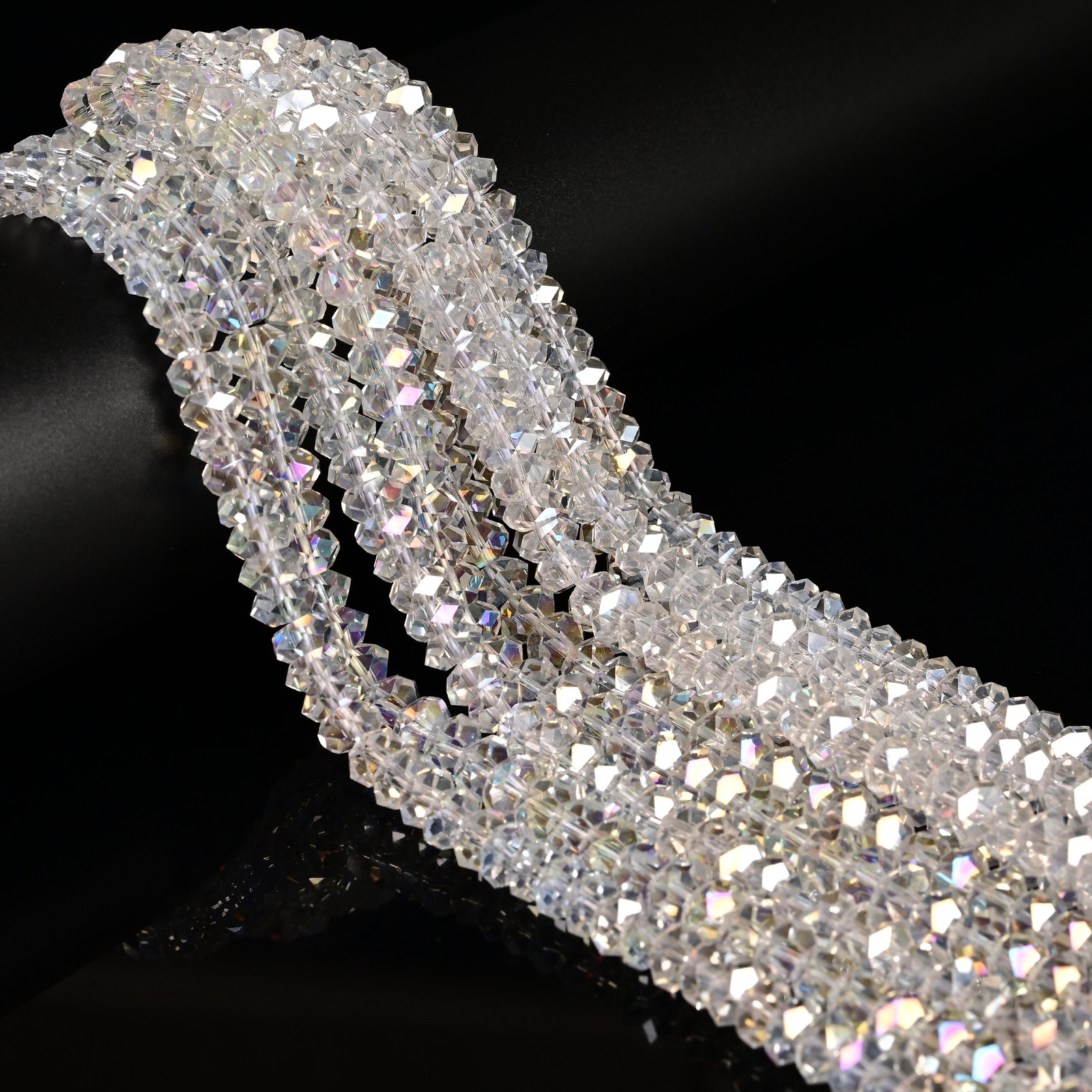 Clear AB K9 Crystal Glass Faceted Rondelle Beads Size 2x4mm 4x8mm 15.5″ Strand