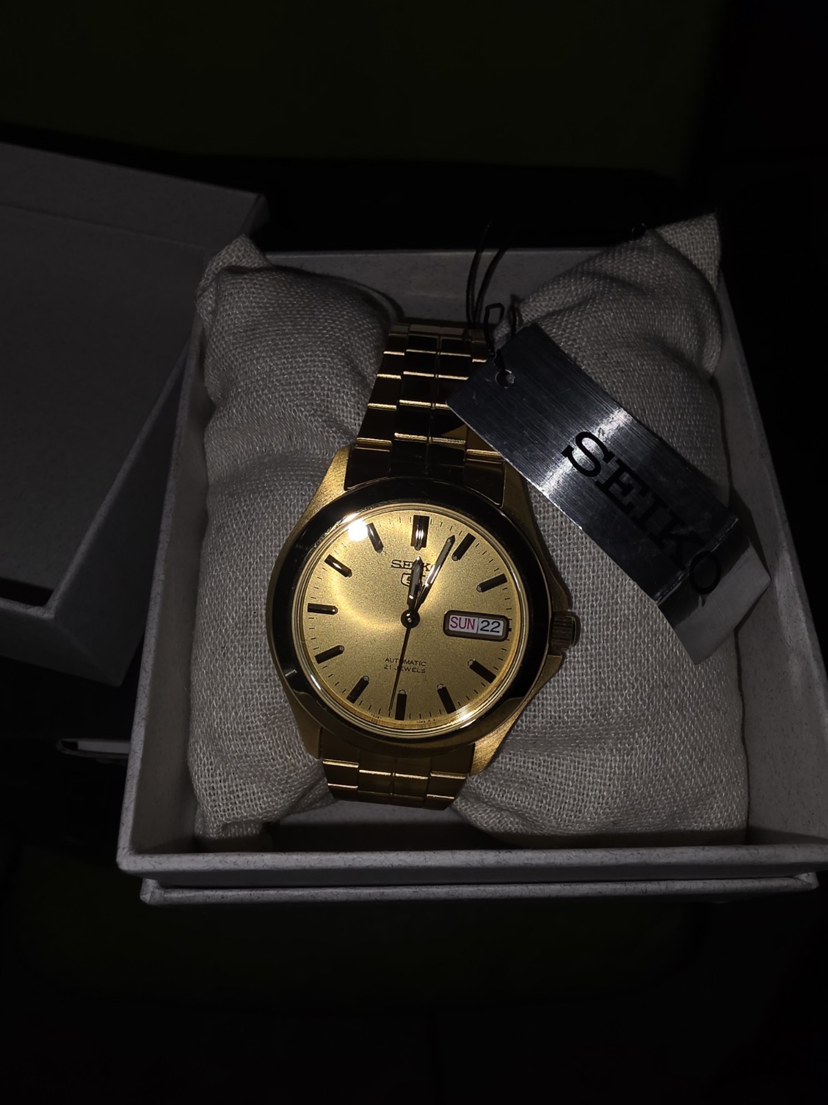 Seiko 5 Automatic 21 Jewels Gold-Tone Stainless Steel Men’s Watch SNKL28K1