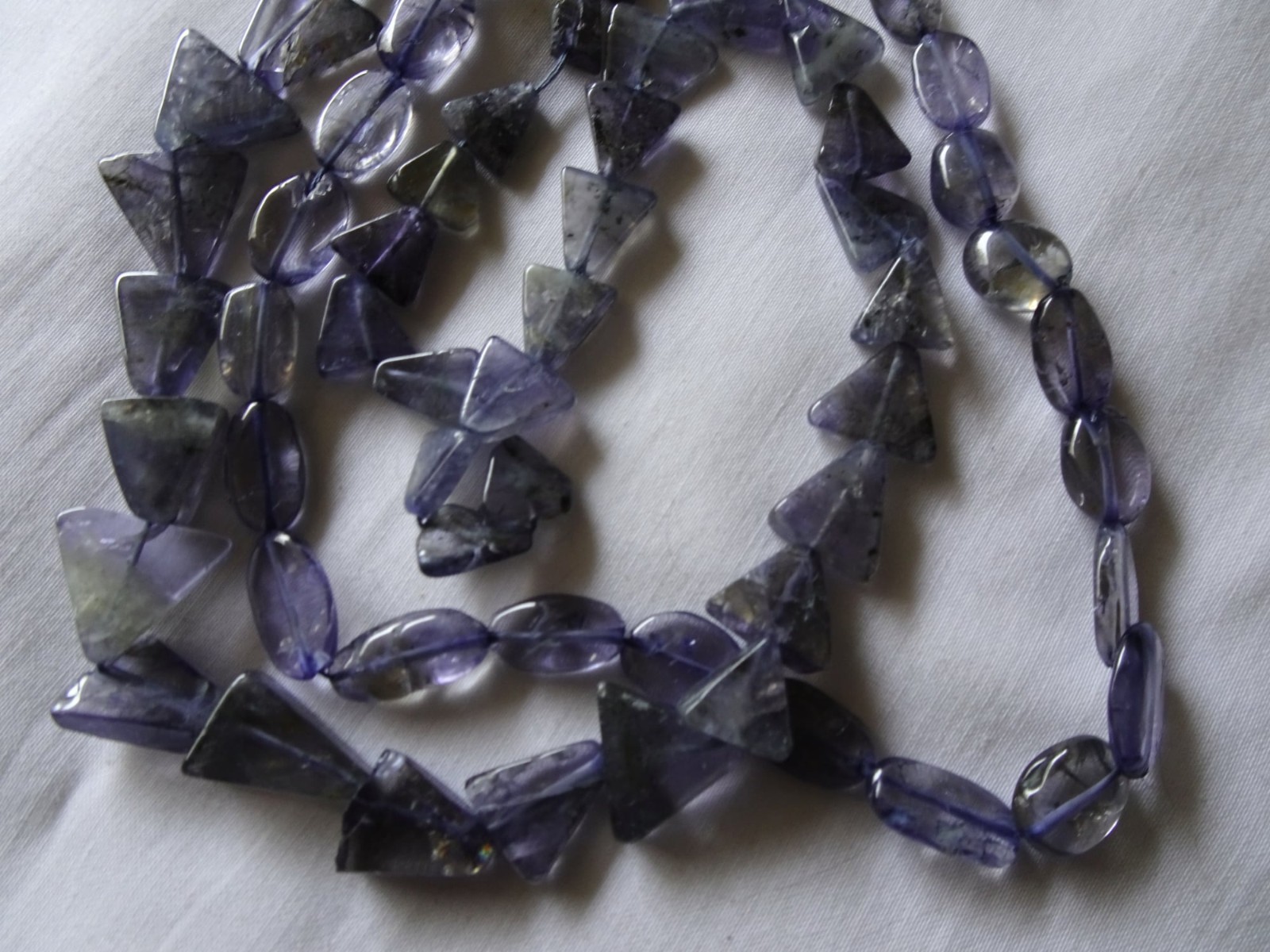 TWO Strands Natural Iolite Stone Triangle &Puffy Oval 7-13mm Long Beads A866 DNG