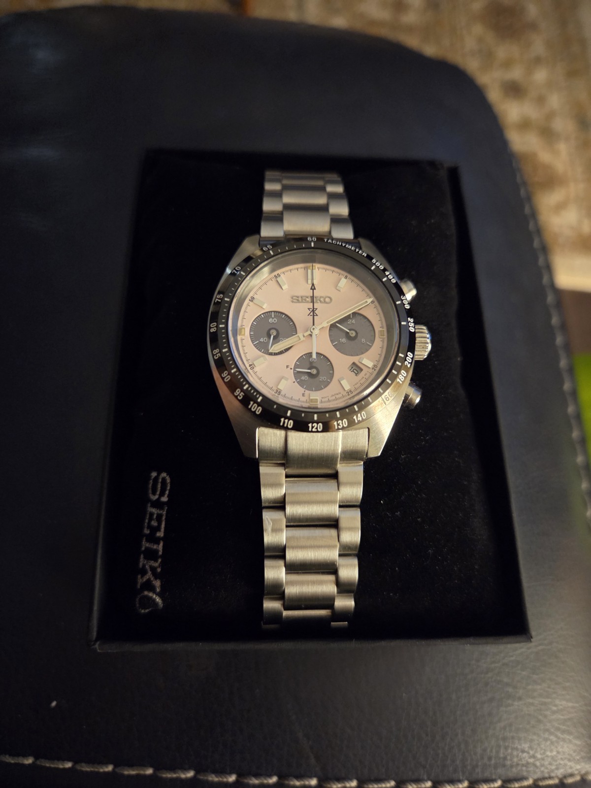 SEIKO Prospex SBDL127 Pink/Salmon Solar Chronograph Men’s Watch – Worn Twice