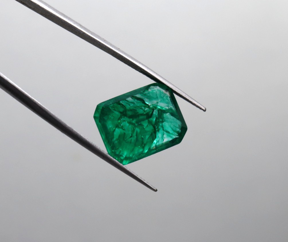 14Ct Natural Green Emerald Gemstone | Emerald Cut Loose Stone | 14.7×12.1×7.4mm